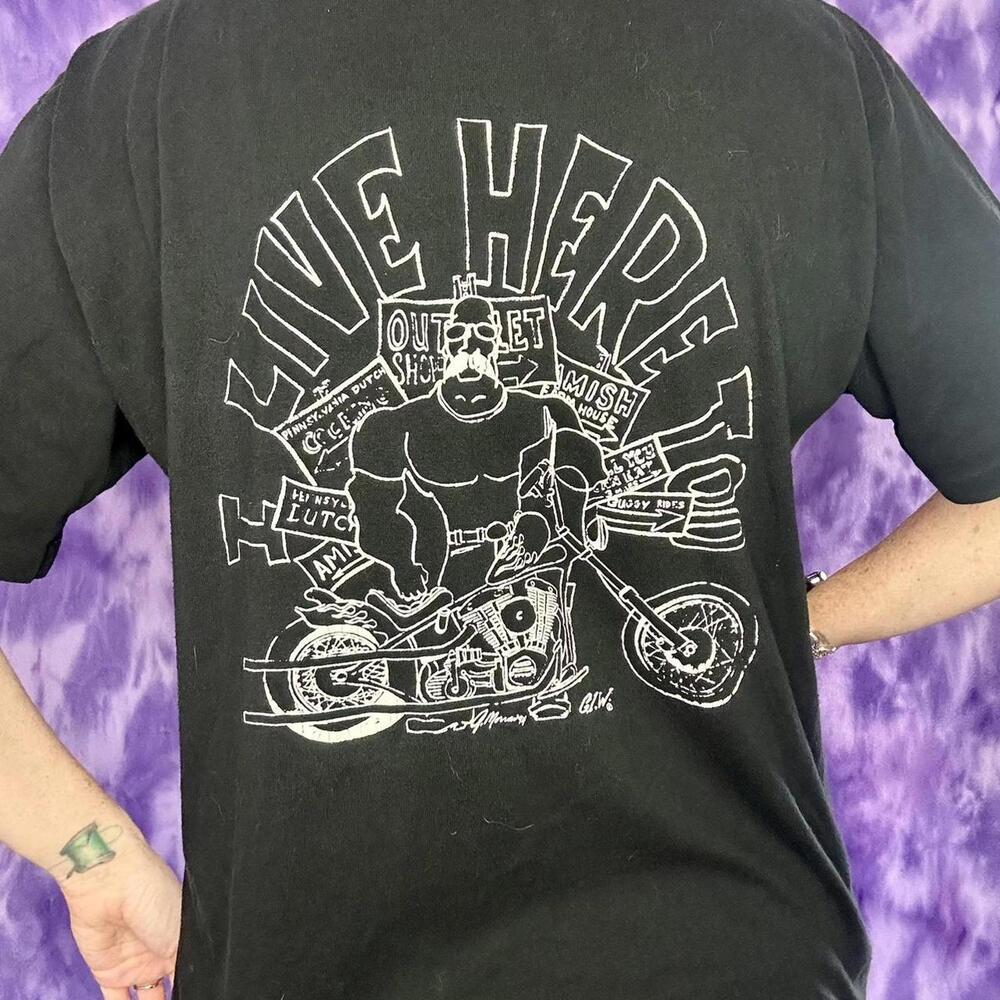 Jerzees vintage chopper biker pocket tee with white graphic